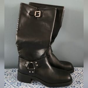 NWOT Madden Girl Black Faux Leather Women's Moto Boots